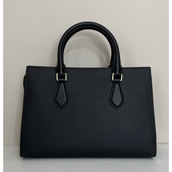 New Michael Kors Sheila Medium Saffiano Vegan Leather Satchel Black - Picture 5 of 7